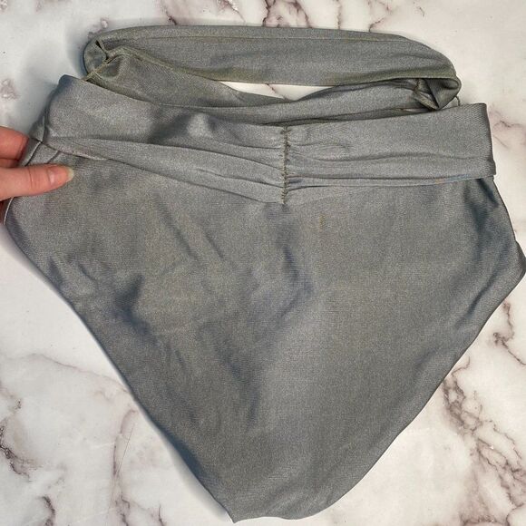 BECCA Silver High Waisted Bikini Bottoms | Size: S - Picture 5 of 6